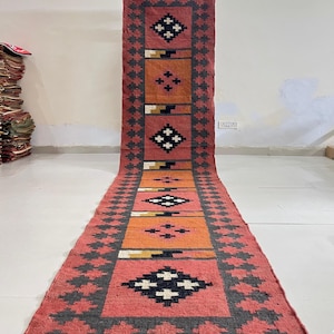 Kilim Stair Runner - Vintage Rustic Home Decor, Handmade Large Jute Hallway Rug, Bohemian Washable Kilim for Indoor or Outdoor Stairs