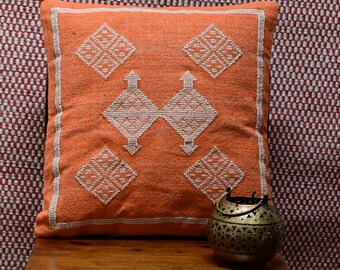 Handwoven Sabra Pillow - Moroccan Kilim Pillow | Vintage Boho Cushion Patterned Decorative Pillow for Couch & Home Decor Gift for Her Him