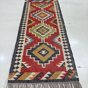 Kilim Stair Runner – Alfombra extra larga de pasillo grande hecha a mano multicolor Boho Kilim hecha a mano, Handgewebter Teppich, Kilim Treppenläufer