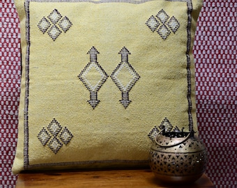 Sabra Handmade Cotton Cushion Cover 18x18 Inch | Boho Pillow Cover | Moroccan Tribal Geometric Throw Pillow | Rustic Handmade Home Decor