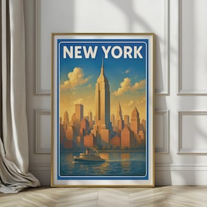 Retro New York City Print, NYC Travel Poster, New York City Travel Poster, US Wall Art Decor, New York Wall Art Travel Poster, Travel Print