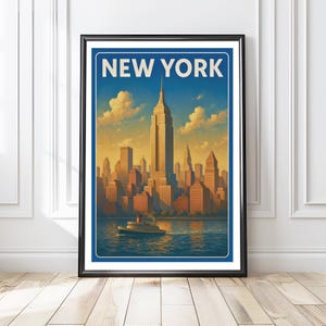 New York City Travel Poster, Retro New York City Print, NYC Travel Poster, US Wall Art Decor, New York Wall Art Travel Poster, Travel Print