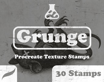 Grunge Procreate Texture Stamps – 30 Distressed Brushes for Vintage, Retro, Ink, Comic & Poster Art