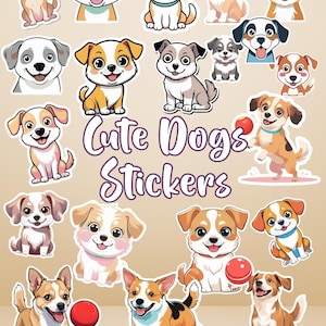 Cutee Dog Stickers Pack | Aesthetic Puppy Stickers | Kawaii Doggie Vinyl Decals | Water Bottle Laptop Scrapbook Planner Stickers