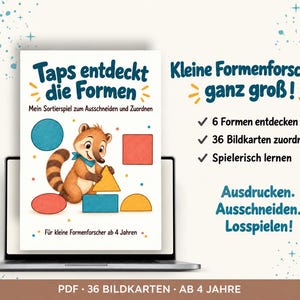 Jogo de classificação de formas para crianças a partir de 4 anos – 36 cartões ilustrados para recortar e combinar, PDF A4