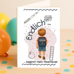 School enrollment card A6 with puzzle - Congratulations card for the start of school - Card for children starting school