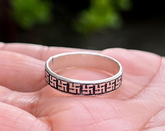Silver Swastika Ring | Pagan Ring | Swastika Jewelry