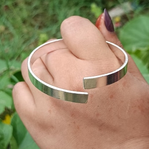 Elegant Cuff Bangle | Minimalist Sterling Silver Bracelet | Statement Open Cuff Bangle | 925 Sterling Silver | Adjustable Bracelet For Women