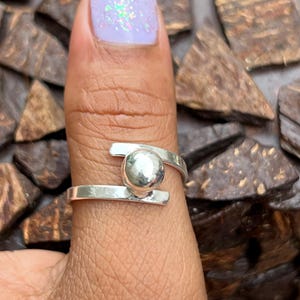 Sterling Silver Ball Ring: Handmade Adjustable Minimalist Jewelry