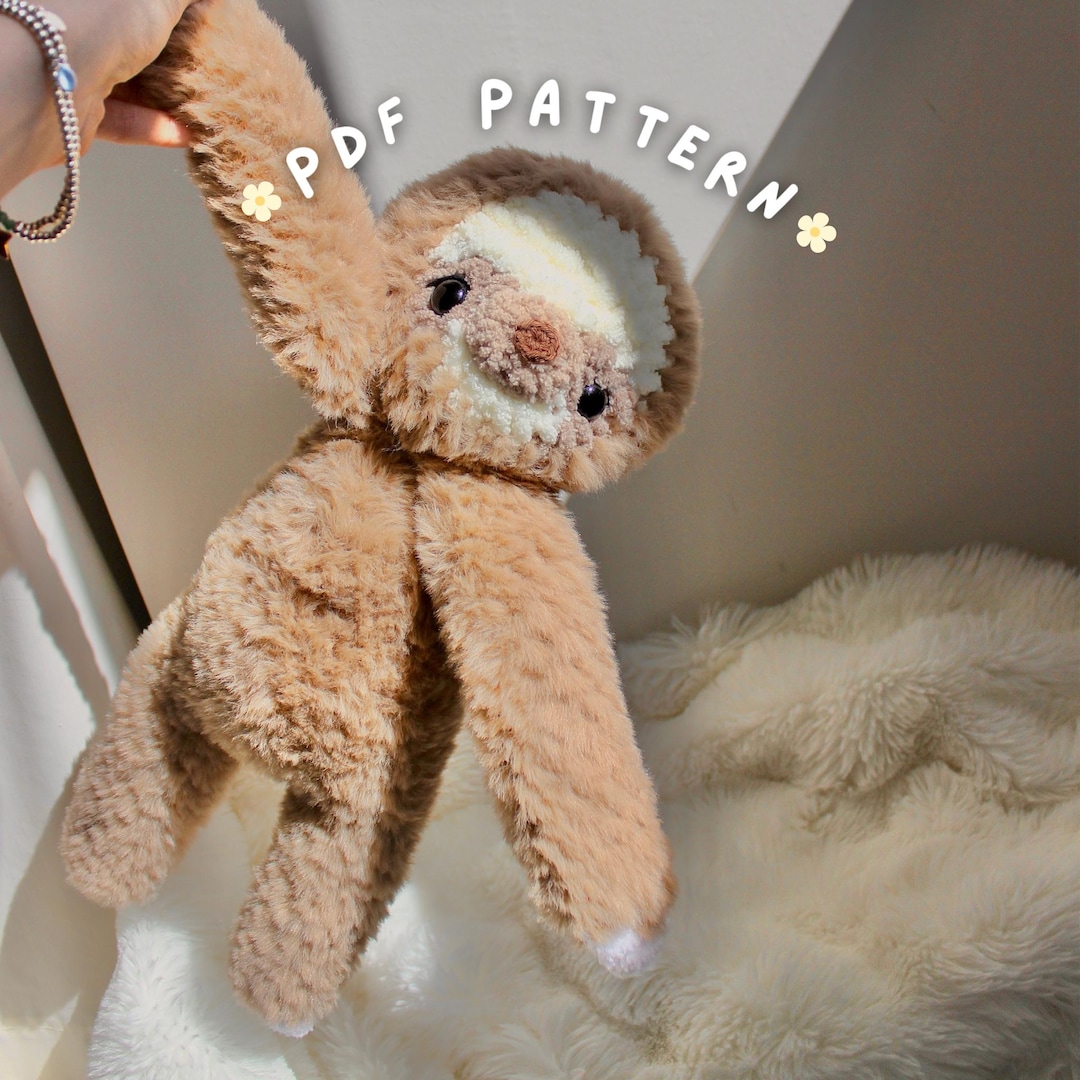 Crochet Jumbo Sloth PDF Pattern | Cute Amigurumi Fluffy Sloth Plush