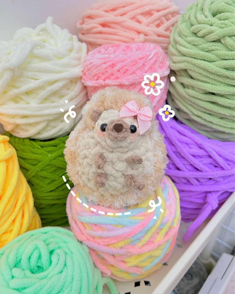 Virkat PDF-mönster för baby-igelkott med päls | Handledning för amigurumi av söt igelkott bild 5