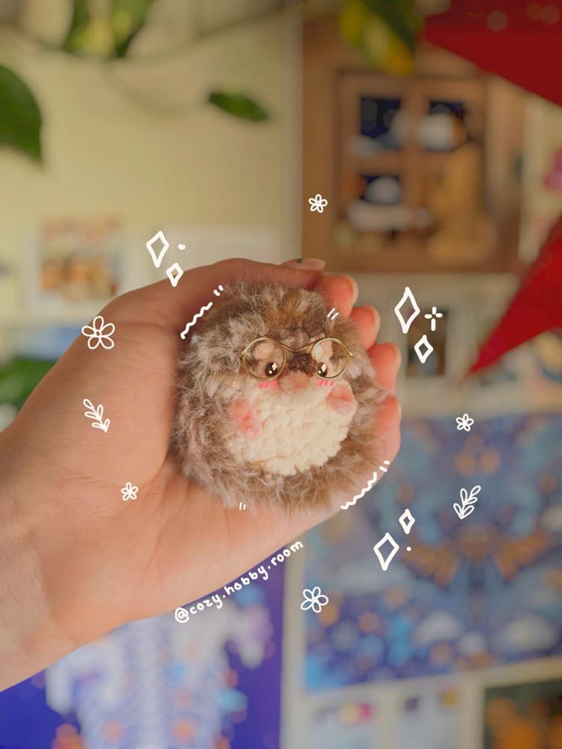 Virkat PDF-mönster för baby-igelkott med päls | Handledning för amigurumi av söt igelkott bild 3