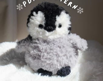 Crochet Baby Fluffy Penguin PDF PATTERN | Christmas Winter Penguin Pattern Amigurumi Instructions