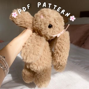 Patrón PDF de conejito de ganchillo / Amigurumi lindo conejito de peluche de pelo esponjoso
