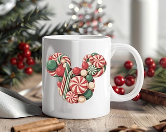 Disney Mickey Minnie Mouse Classic Christmas Holiday Coffee Cup, Gift for Disney Fans, Festive Hot Cocoa Mug, Disney Lover Collectible