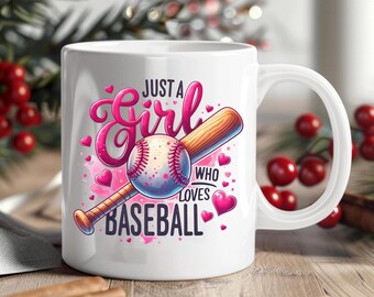 Just a Girl Who Loves Baseball Ceramic White Coffee Mug Baseball Girl, Baseball Mom, Baseball Grandma, Baseball Player Coach Gift