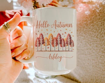 Custom Fall Tree Mug, Autumn Decor, Loves Fall Coffee Mug, Funny Coffee Mug, autumn fall mug, pumpkin mug, Fall Gift, Halloween Mugs Gifts