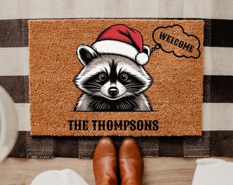 Welcome Racoon Funny Doormat, Funny Coir Door Mat, Western Decor Funny Coir Doormat, Welcome Mat, New Home Gift for Home, Wedding Gift