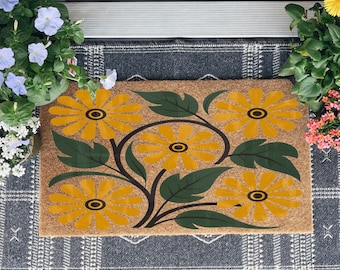 Boho Floral Doormat, Welcome Mat for Front Porch, Floral Doormat, Bohemian Home Decor, Floral Gift, Outdoor Mat, Outdoor Decor, Home Gift