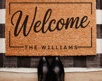 Welcome Doormat, Personalized Doormat, Custom Door Mat, Custom Doormat, Wedding Gift Ideas Housewarming Gifts Closing Gifts Welcome Door Mat