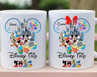 Disney Trip Personalized Valentines Day Mug, Custom Name Disney 2026 Cup, Valentines Gift for Kids and Family, Valantines Disney Trip Mug