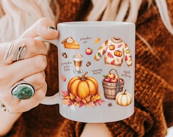 Hello Fall Mug, Fall Mug, Pumpkin Spice Latter Mug, Autumn Mug, Fall Vibes,Fall Cups, Fall Season Mug, Gifts For Women, Thanksgiving Gifts