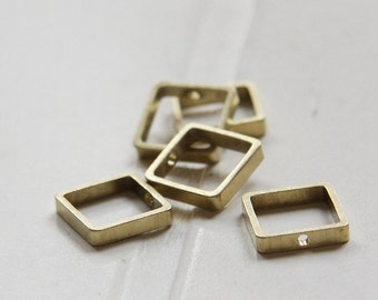 100 Pieces Raw Brass One Hole Bead Frame 3637C-V-238 Half Square 5.8x7.3mm