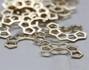 4pcs Antique Brass Tone Base Metal Link-Honeycomb-Rings 30mm 19247Y-P-43B