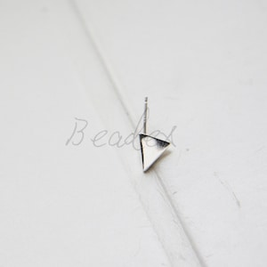 2 Pieces / Silver Plated / Brass Base / Real Silver / Earring Post with Sterling Silver Pin / Pyramid (C3142//K471)