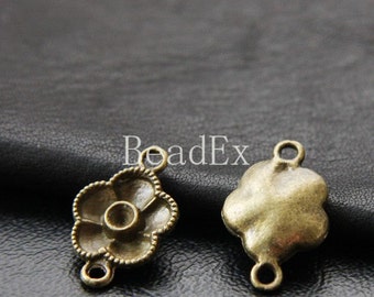 18pcs / Flower / Link / Antique Brass Tone / Base Metal / Pendant / Charm 13x20mm (YB10933//C299)