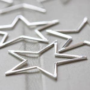 2 Pieces / Real Silver Plated / Brass Base / Star / Link / Connector (C3585//K675A)