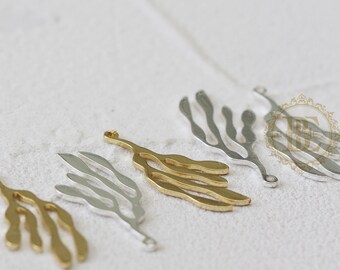 Solid Brass / Charm / Leaf / Branch 28*12mm (C4638)