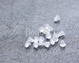 200 Pièces / Rubber Earnut Backings / Plastic Backings / Earring Backing 4mm (C371//I177)