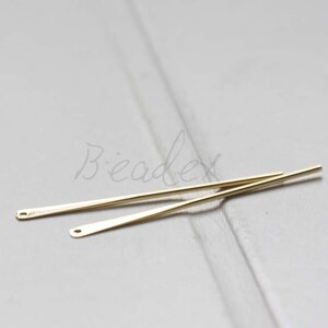 2 Pieces / Real Gold Plated / Brass Base / Pin / Bar / Needle 1x45mm (C1753//K636)