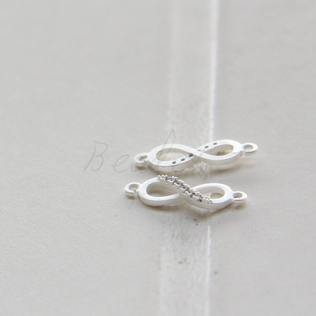 One Piece / Infinity With Rhinestone / Matte Silver Plated / Real