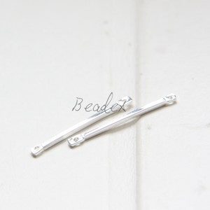 2 Pieces / Real Silver Plated  / Brass Base / Bar / Link / Connector (C3060//G692)