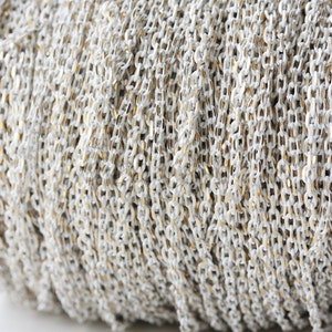 One Meter (Approx. 3.28 Feet) / White / Brass Base / Flat Oval / Chain