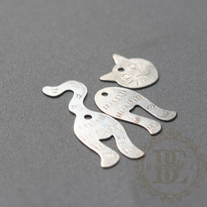 One Set 3 Pieces / 925 Sterling Silver / Cat / Charm C3992 image 3