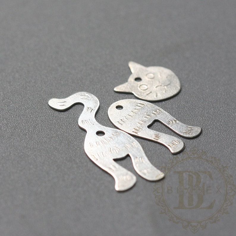 One Set 3 Pieces / 925 Sterling Silver / Cat / Charm C3992 image 3