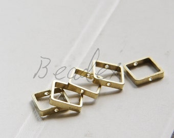 10 Pieces / Raw Brass / Brass Base / Bead Frame / Spacer / Two Holes (C3288//F86)