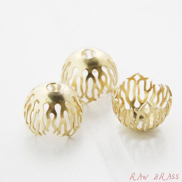 10 Pièces / Raw Brass / Bonnet / Base de cuivres / Cône filigree (C3025//F2)