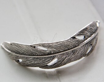 One Piece / Feather / Oxidized Silver Tone / Base Metal / Link (C3113//H316)