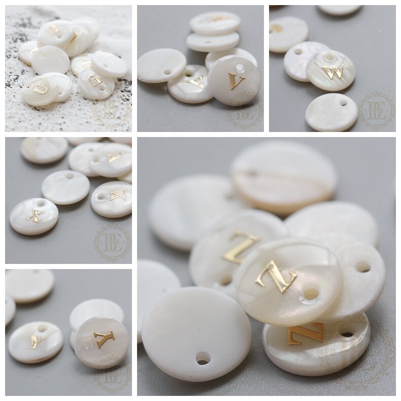 Natural Shell With Gold Alphabet Charm Alphabet Letter - Etsy