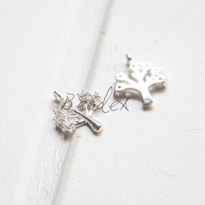 One Piece / Tree with Rhinestone / Silver Plated / Real Silver / Brass Base / Charm (Z673//J470)
