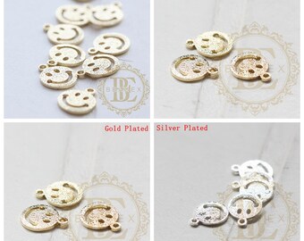 Brass Base / Coin / Round / Smile Face / Face / Charm (C3802//V150)