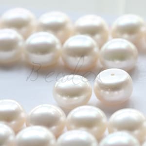 2 Pieces / One Pair / Fresh Water Pearl Round Cabochons / Earring Stud / Half Drilled Pearl Button/ Pearl White 6~6.5mm