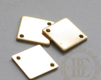 10 Pieces / Raw Brass / Brass Base / Square / Link (C4038//F269)