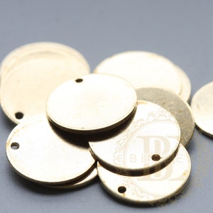 30 Pieces / Round / Tag / Disc / Disk / Coin / Raw Brass / Brass Base (C3916//V287)