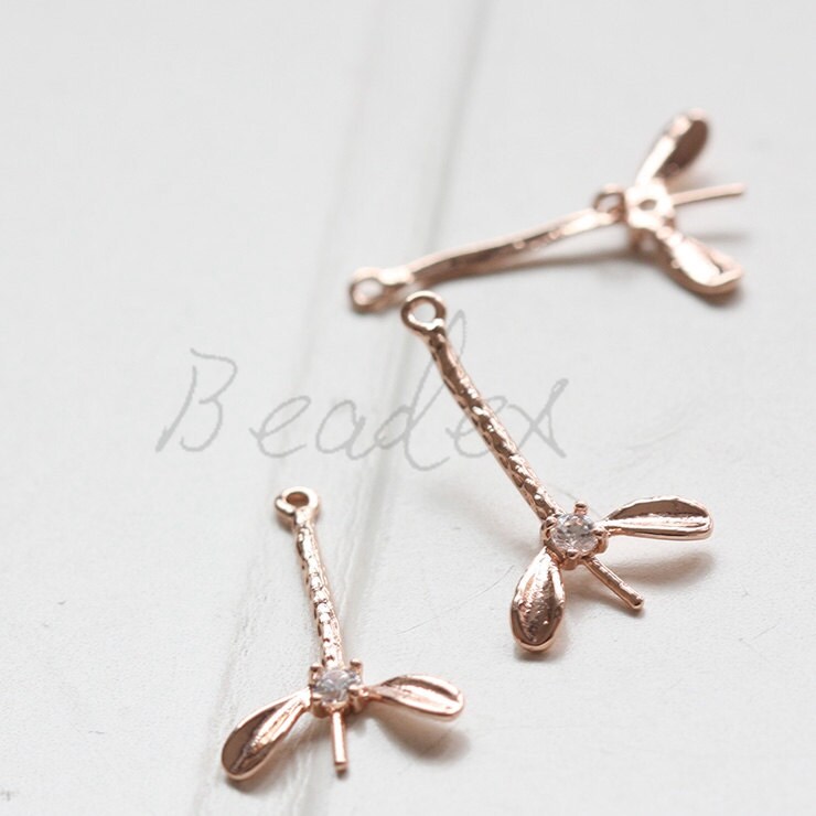 One Piece / Branch With Rhinestone / Rose Gold Plated / Real