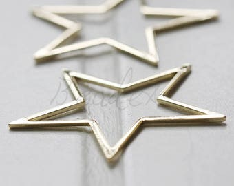 2 Pieces / Real Gold Plated / Brass Base / Star / Link / Connector (C3585//K675)